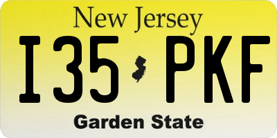 NJ license plate I35PKF