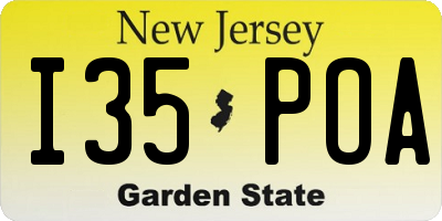 NJ license plate I35POA