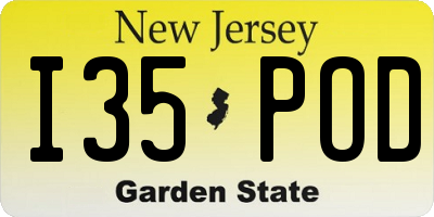 NJ license plate I35POD