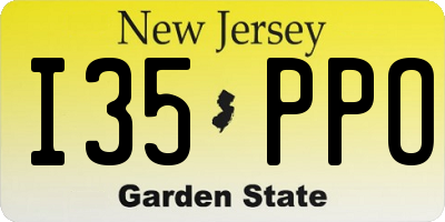 NJ license plate I35PPO
