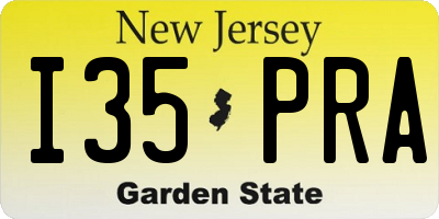 NJ license plate I35PRA