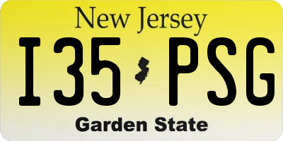 NJ license plate I35PSG