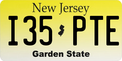NJ license plate I35PTE