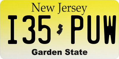 NJ license plate I35PUW