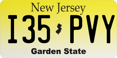 NJ license plate I35PVY