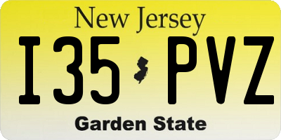 NJ license plate I35PVZ