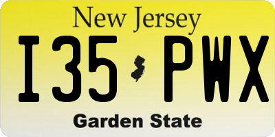 NJ license plate I35PWX