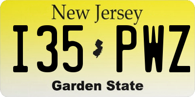 NJ license plate I35PWZ