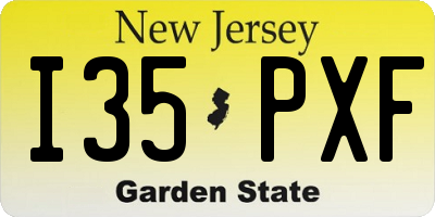 NJ license plate I35PXF