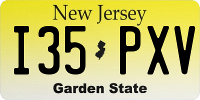 NJ license plate I35PXV
