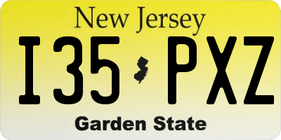 NJ license plate I35PXZ