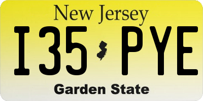NJ license plate I35PYE
