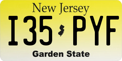 NJ license plate I35PYF