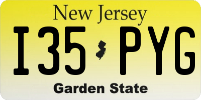 NJ license plate I35PYG