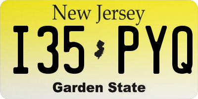 NJ license plate I35PYQ