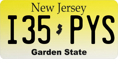 NJ license plate I35PYS