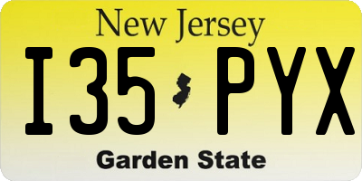 NJ license plate I35PYX