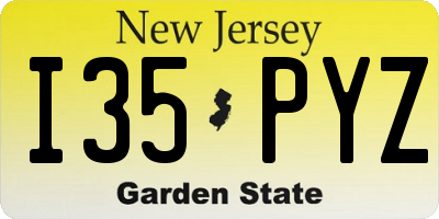 NJ license plate I35PYZ