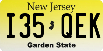 NJ license plate I35QEK