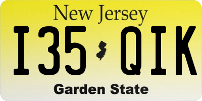 NJ license plate I35QIK