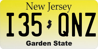 NJ license plate I35QNZ