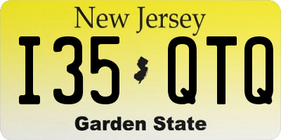 NJ license plate I35QTQ