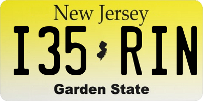 NJ license plate I35RIN