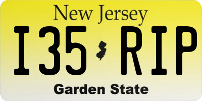 NJ license plate I35RIP