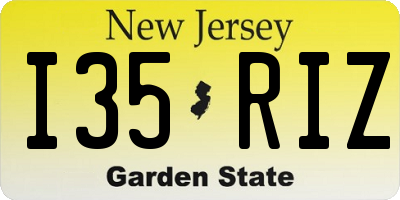 NJ license plate I35RIZ