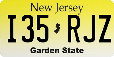 NJ license plate I35RJZ