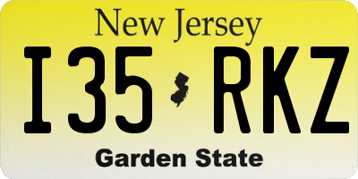 NJ license plate I35RKZ