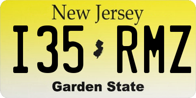NJ license plate I35RMZ