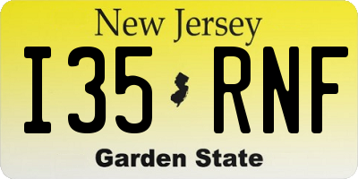 NJ license plate I35RNF
