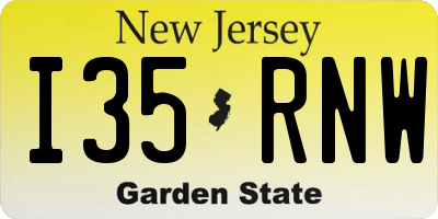 NJ license plate I35RNW