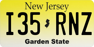 NJ license plate I35RNZ