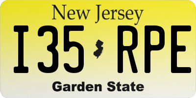 NJ license plate I35RPE