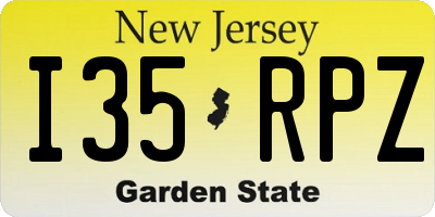 NJ license plate I35RPZ