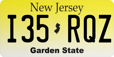 NJ license plate I35RQZ