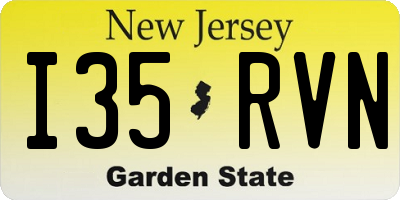 NJ license plate I35RVN