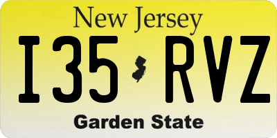 NJ license plate I35RVZ