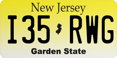 NJ license plate I35RWG