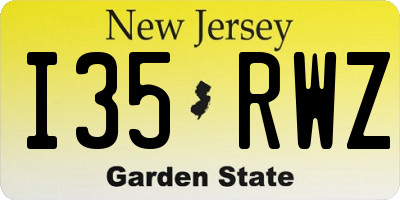 NJ license plate I35RWZ