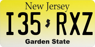NJ license plate I35RXZ