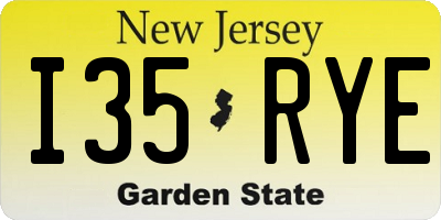 NJ license plate I35RYE