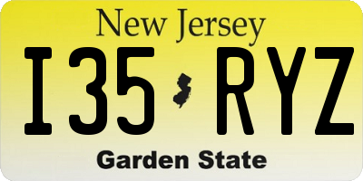 NJ license plate I35RYZ