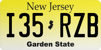 NJ license plate I35RZB