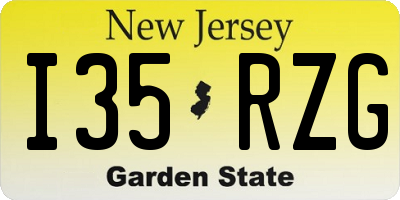NJ license plate I35RZG