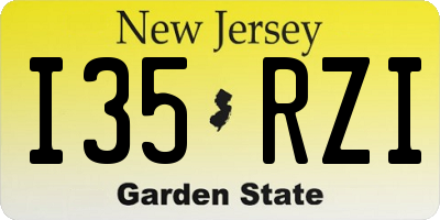 NJ license plate I35RZI
