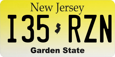 NJ license plate I35RZN