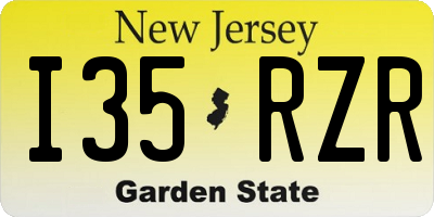 NJ license plate I35RZR